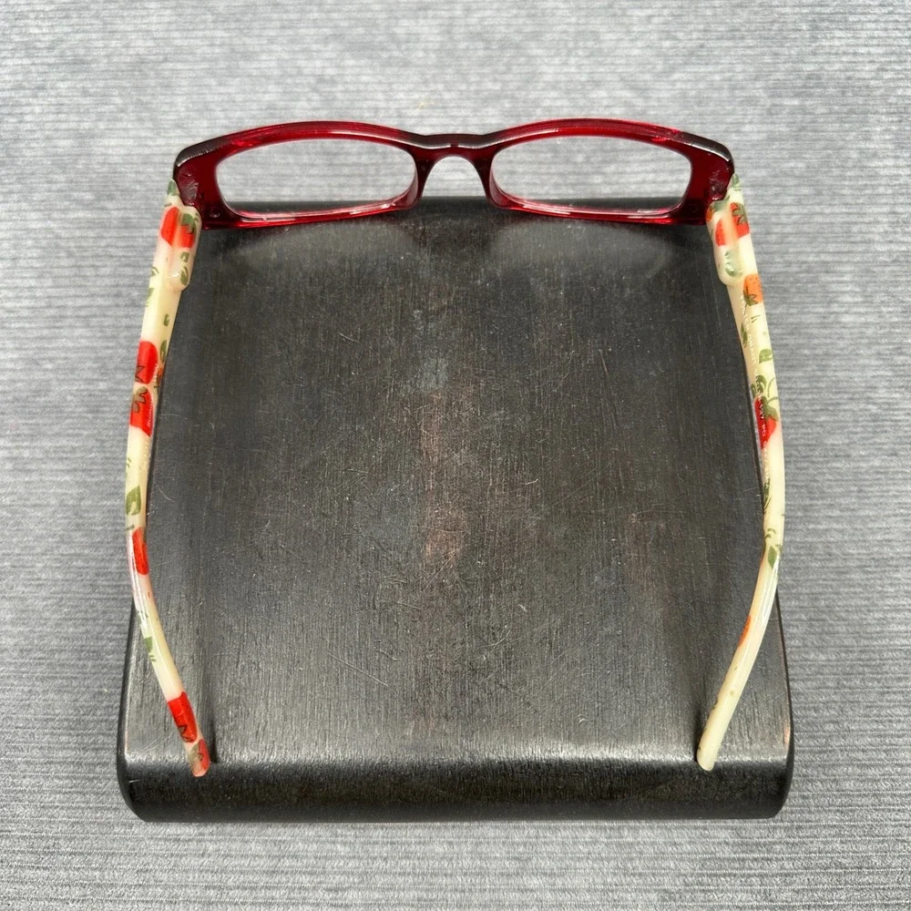 Foster Grant Summers WIN Red Strawberry Print Reading Y2K Glasses +1.25 PL1014